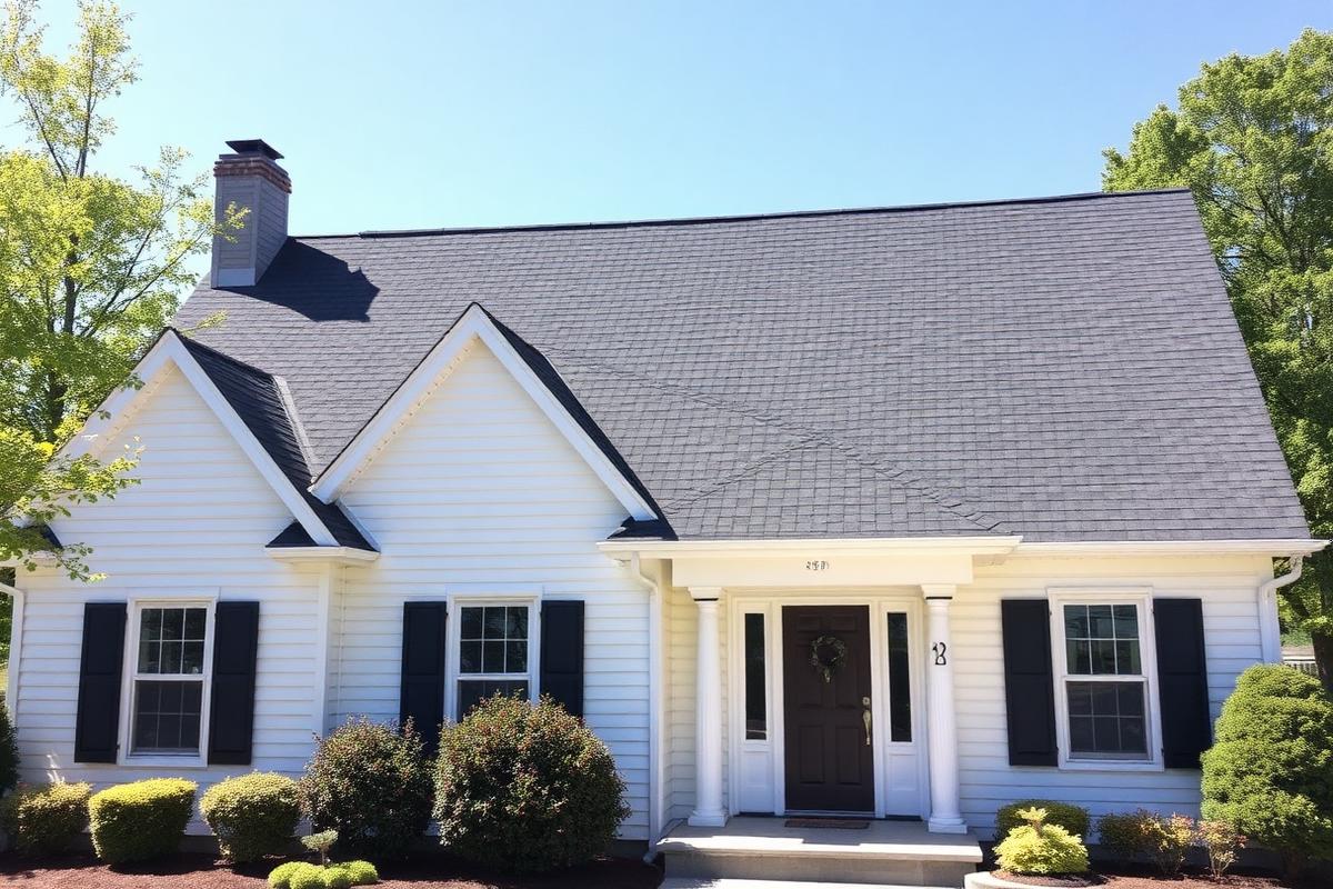 New architectural shingle roof after replacement