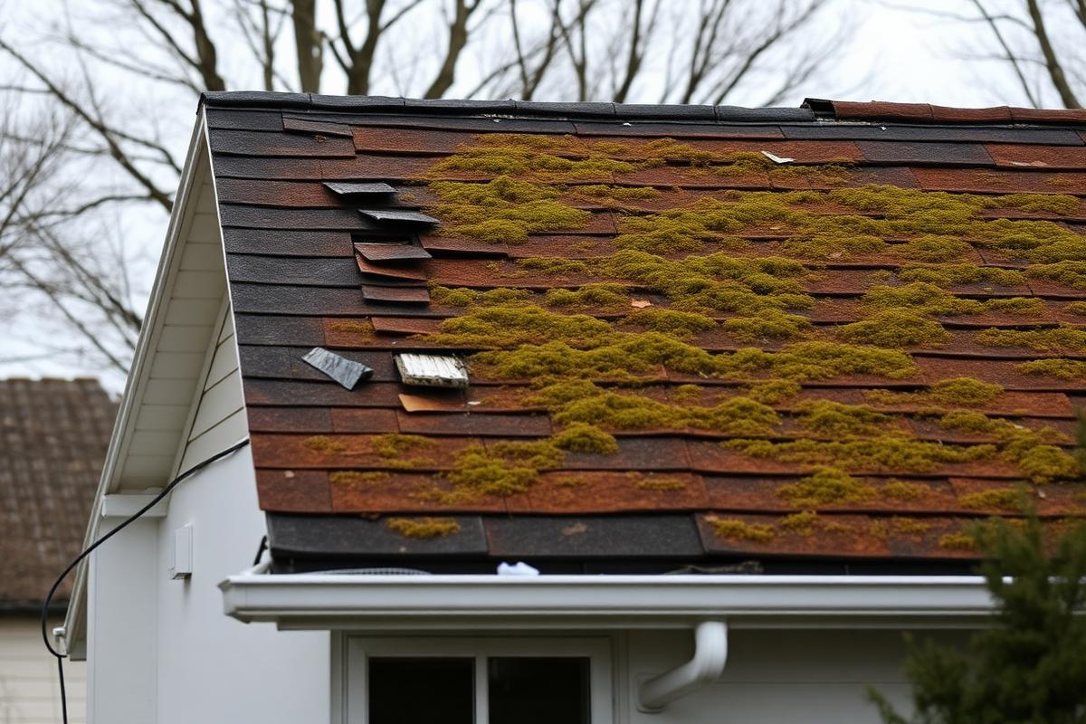 Worn out roof before replacement